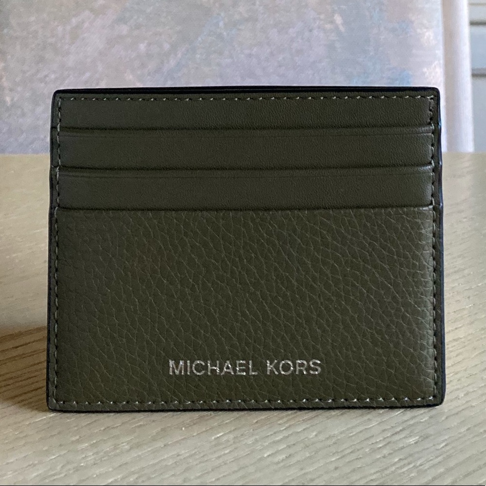 Michael Kors Cooper Olive Leather Card Holder Case